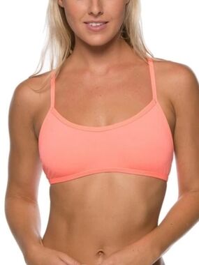 JOLYN Ryan Bikini Top Orange Size L Tie-Back Lined UPF 50+